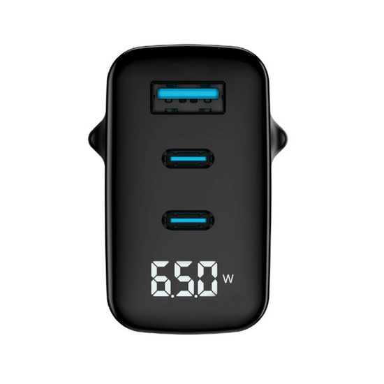 Nová síťová nabíječka Encore Energy GaN QC 4+ PD 3.0 USB-A USB-C x2 65W MD-6583R displej