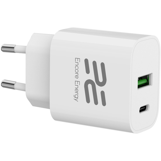Nová síťová nabíječka Encore Energy PD 3.0 Quick Charge 4.0 USB-A USB-C 20W adaptér MD-2083R + Kabel Encore Energy USB 2m - Obrázek 3