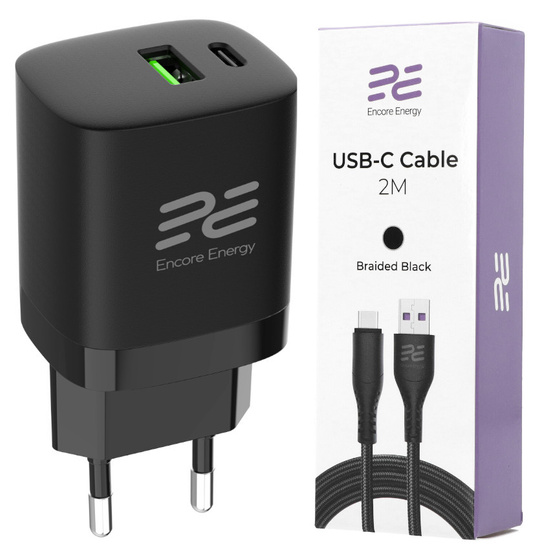 Nová síťová nabíječka Encore Energy PD 3.0 Quick Charge 4.0 USB-A USB-C 30W MD-3083R + Kabel Encore Energy USB 2m - Obrázek 12