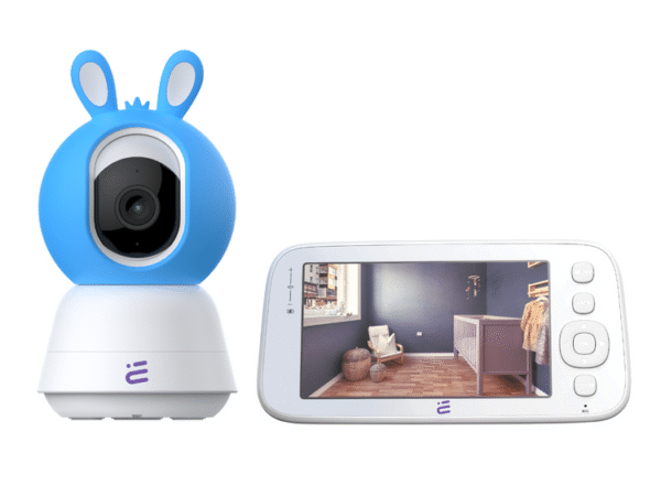 Inteligentní WiFi kamera chůvička otočná FHD alarm ukolébavky Baby Guard + monitor modrý Encore View