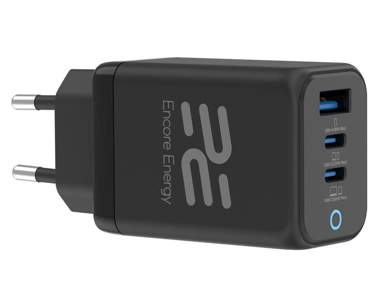 Síťová nabíječka 65W USB-A + 2x USB-C QC PPS PD Encore Energy MD-6583RA